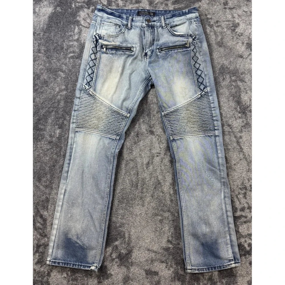 Trestles Supply Co. Zip Jeans Size 34 Blue Denim Acid Wash